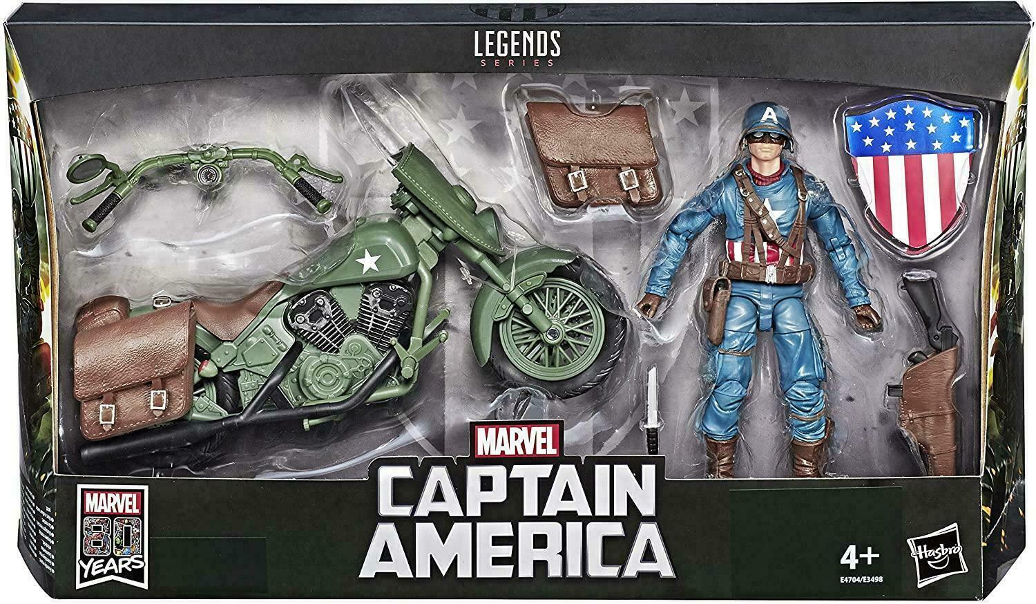 Marvel Legends Captain America Action Figure with Motorcycle Bike 80 Years  New | eBay